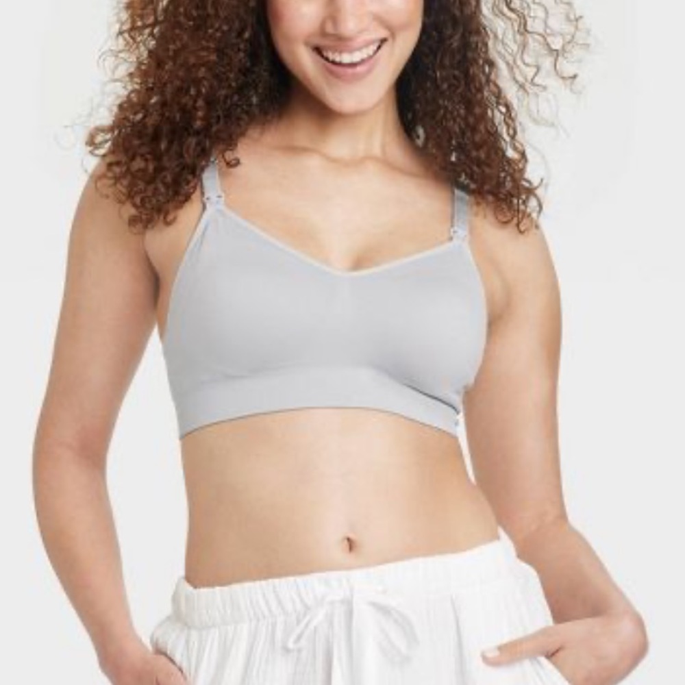 TEK GEAR Maternity Gear light gray clasp front nursing bra size XL
